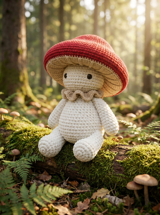 Cute Sitting Mushroom Boy Amigurumi - Detailed Crochet PDF Pattern